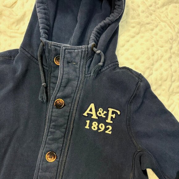 ABERCROMBIE & FITCH Hough Peak Muscle Blue Distressed Hoodie Sweater Mens Sz M - Picture 3 of 11